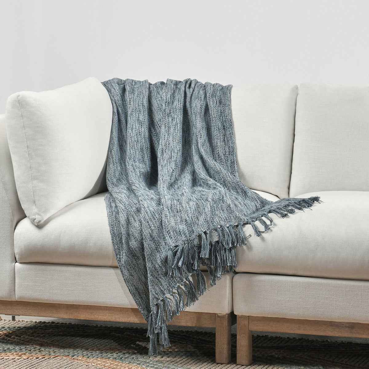 TC Sharma Denim Blue Throw 50x70 by Classic Home at Eve Furniture