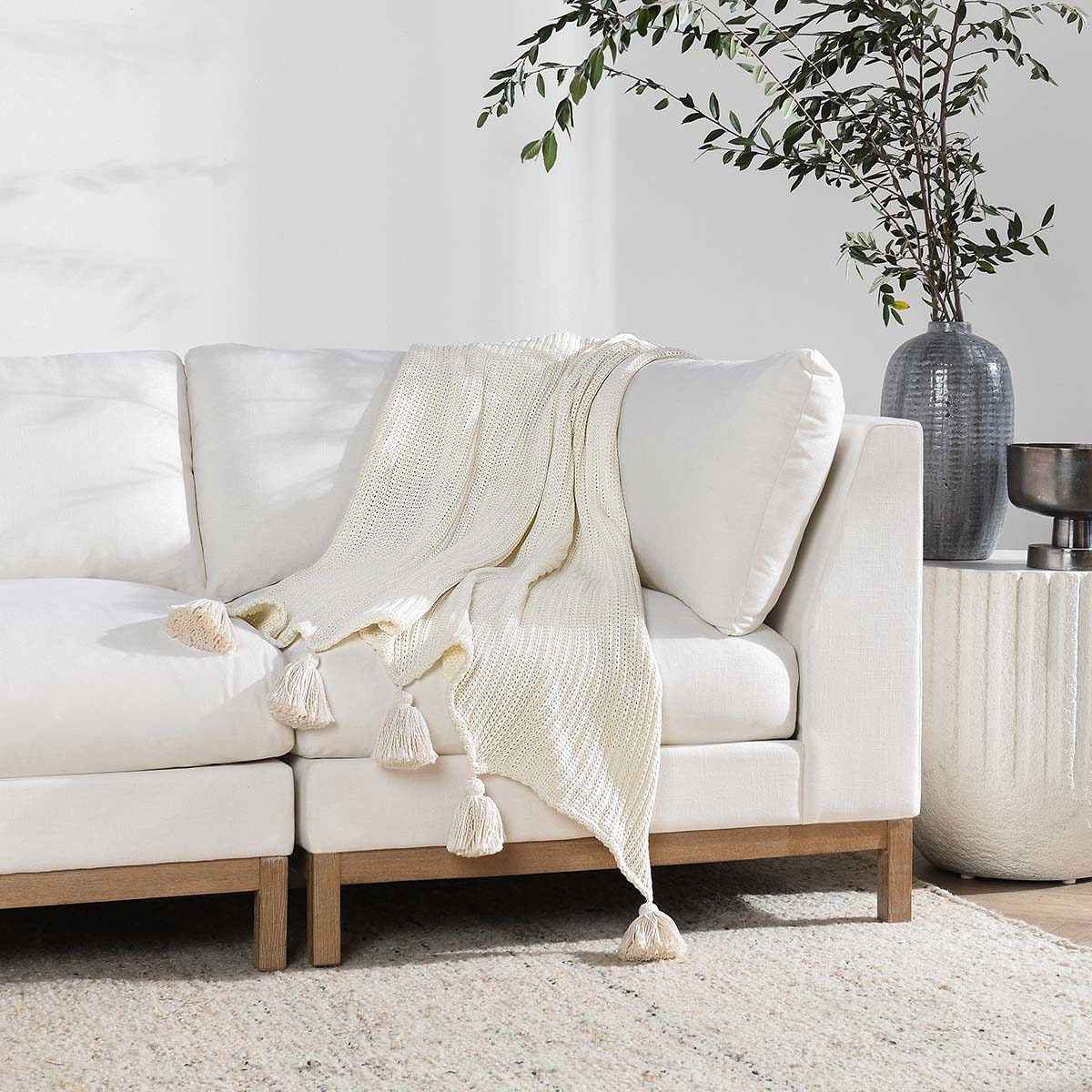 TC Veda Ivory 50x70 Throw by Classic Home at Eve Furniture