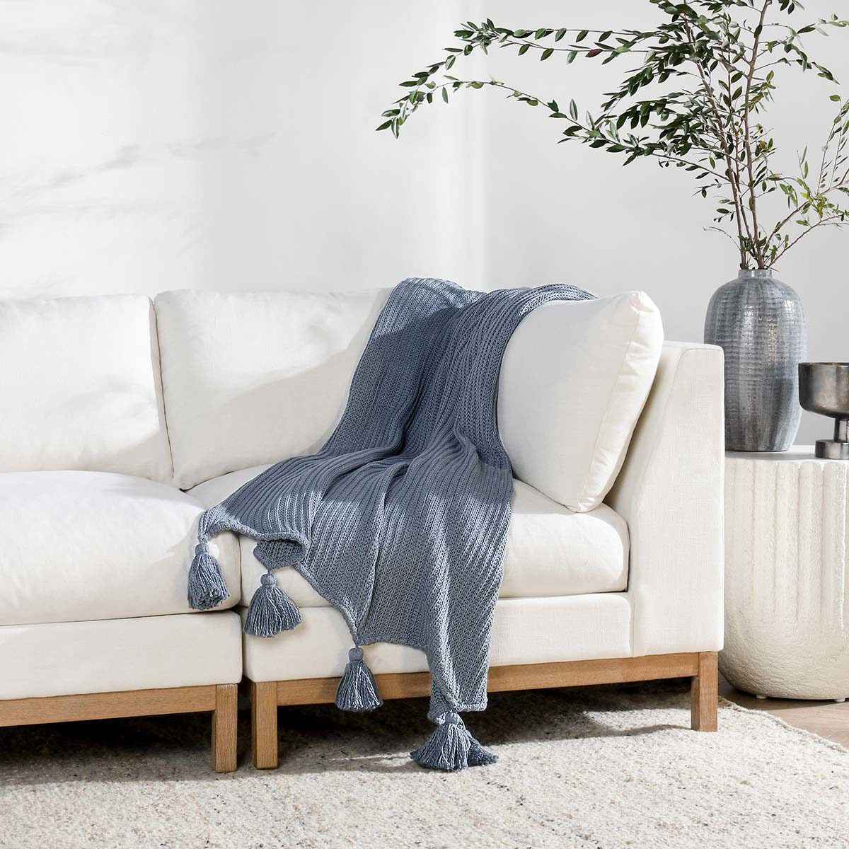 TC Veda Sea Fog Blue 50x70 Throw by Classic Home at Eve Furniture