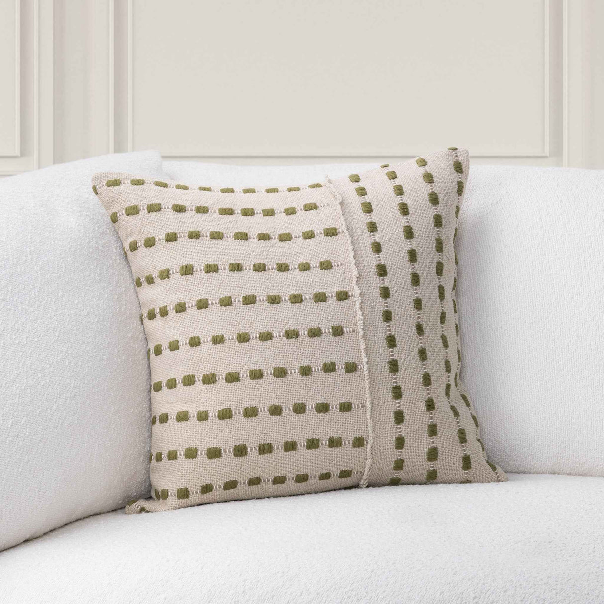 TD Katia Natural/Olive Green 20x20 Throw Pillow (Set of 2) by Classic Home at Eve Furniture