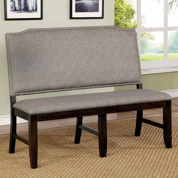 Teagan Dark Walnut/Gray Bench by Furniture of America at Eve Furniture