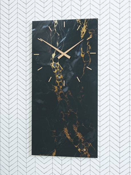 Teague Black/Gold Finish Wall Clock by Ashley at Eve Furniture