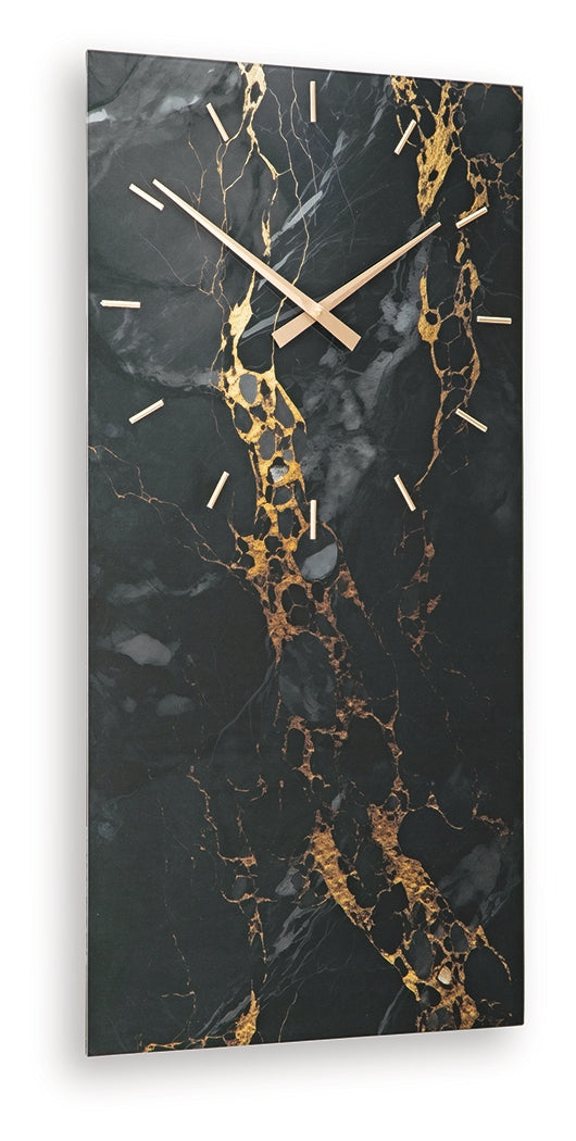 Teague Black/Gold Finish Wall Clock by ASHLEY FURNITURE at Eve Furniture
