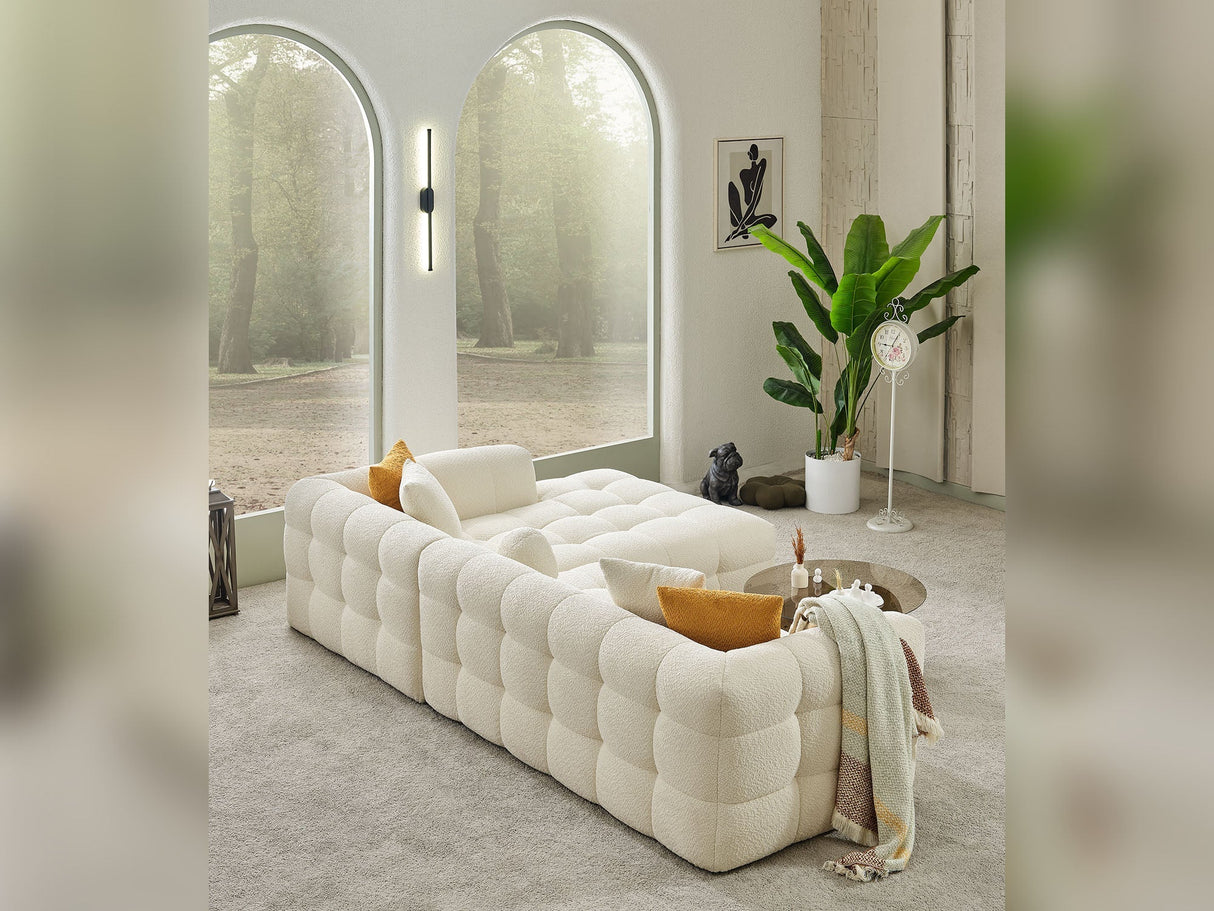 Teddy Cream Sectional Sofa by Furnia at Eve Furniture