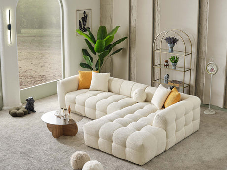 Teddy Cream Sectional Sofa by Furnia at Eve Furniture