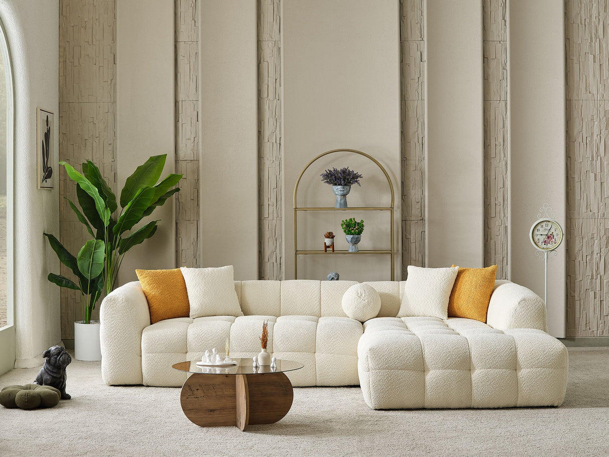 Teddy Cream Sectional Sofa by Furnia at Eve Furniture