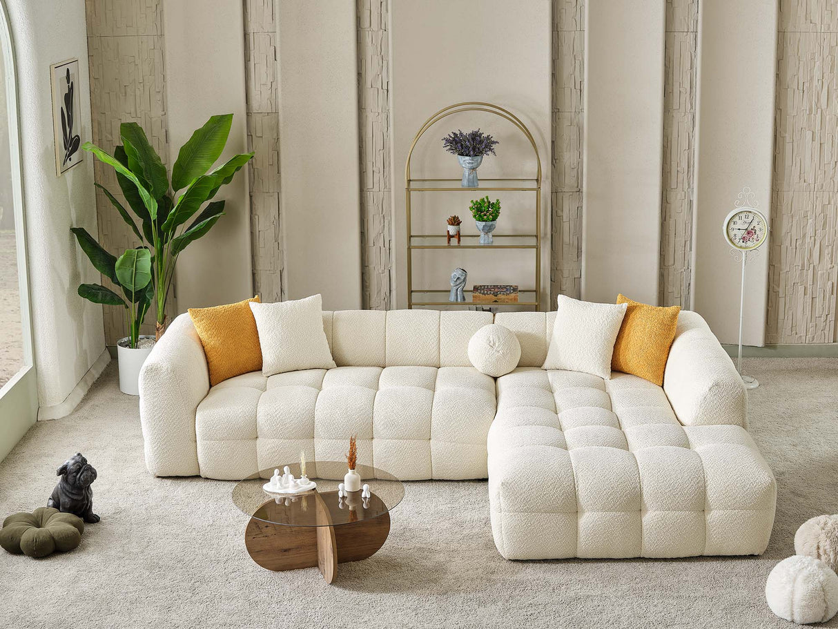 Teddy Cream Sectional Sofa by Furnia at Eve Furniture