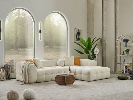 Teddy Cream Sectional Sofa by Furnia at Eve Furniture