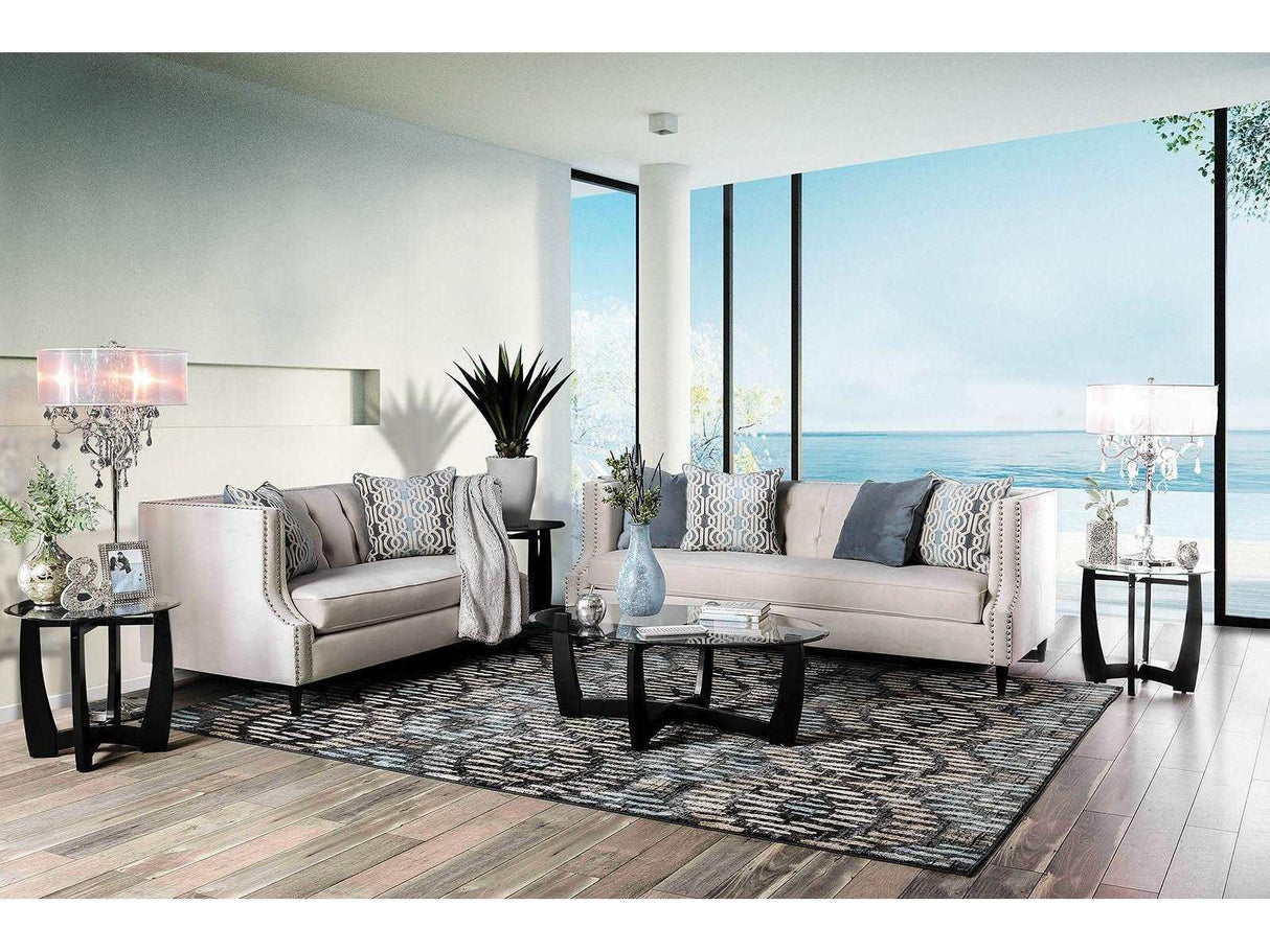 Tegan Beige Stationary Sofa & Loveseat by Furniture of America at Eve Furniture