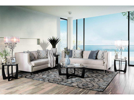 Tegan Beige Stationary Sofa & Loveseat by Furniture of America at Eve Furniture