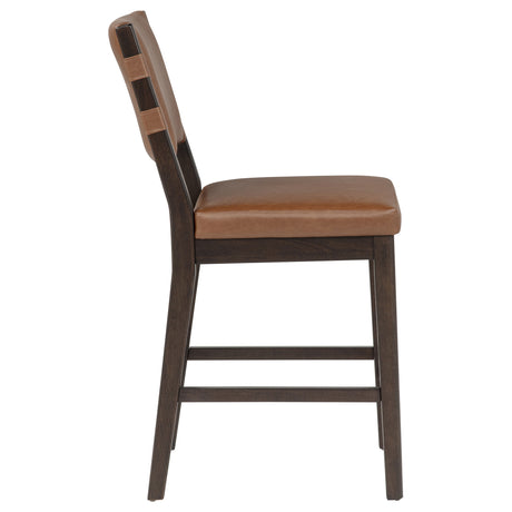 Tegan Faux Leather Upholstered Counter Height Chair Cognac (Set of 2) by Coaster at Eve Furniture