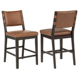 Tegan Faux Leather Upholstered Counter Height Chair Cognac (Set of 2) by Coaster at Eve Furniture