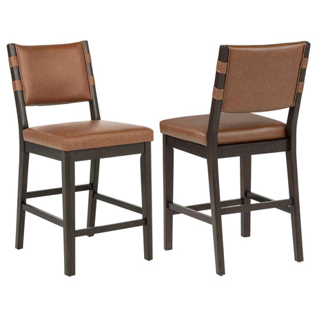 Tegan Faux Leather Upholstered Counter Height Chair Cognac (Set of 2) by Coaster at Eve Furniture