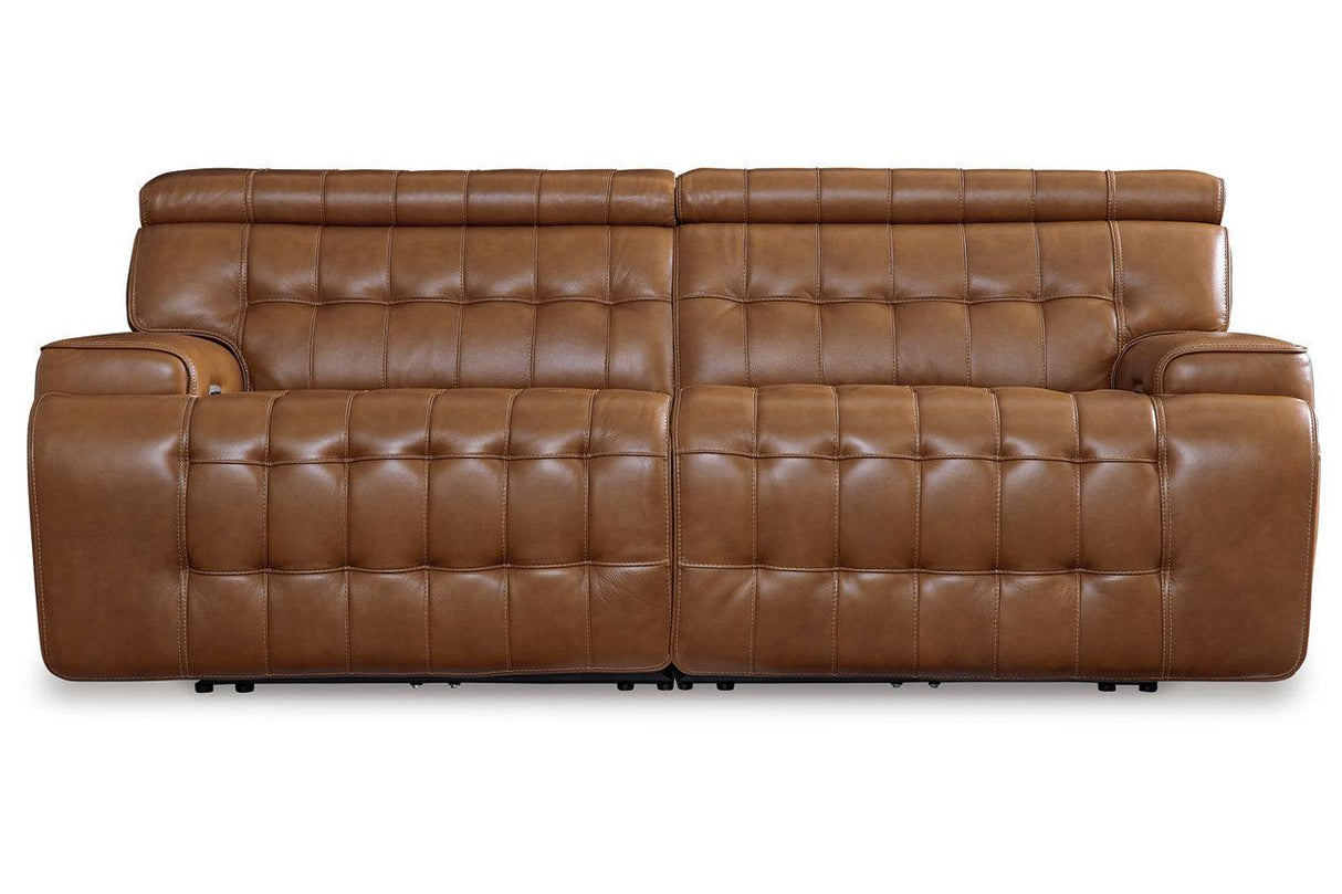 Temmpton Chocolate 2-Piece Power Reclining Sectional Loveseat by Ashley at Eve Furniture