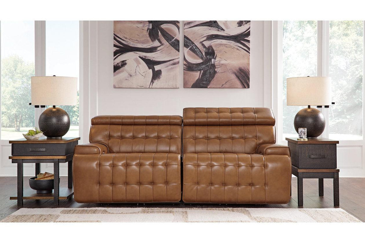 Temmpton Chocolate 2-Piece Power Reclining Sectional Loveseat by Ashley at Eve Furniture