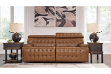 Temmpton Chocolate 2-Piece Power Reclining Sectional Loveseat by Ashley at Eve Furniture