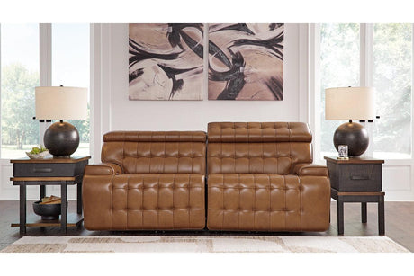 Temmpton Chocolate 2-Piece Power Reclining Sectional Loveseat by Ashley at Eve Furniture