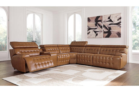 Temmpton Chocolate 6-Piece Power Reclining Modular Sectional by Ashley at Eve Furniture