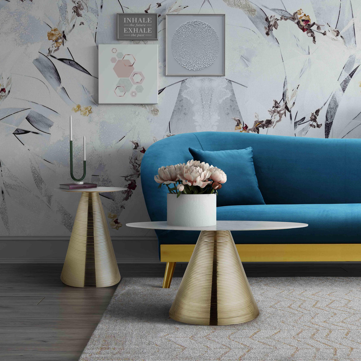 Tempo Marble Side Table by TOV Furniture at Eve Furniture