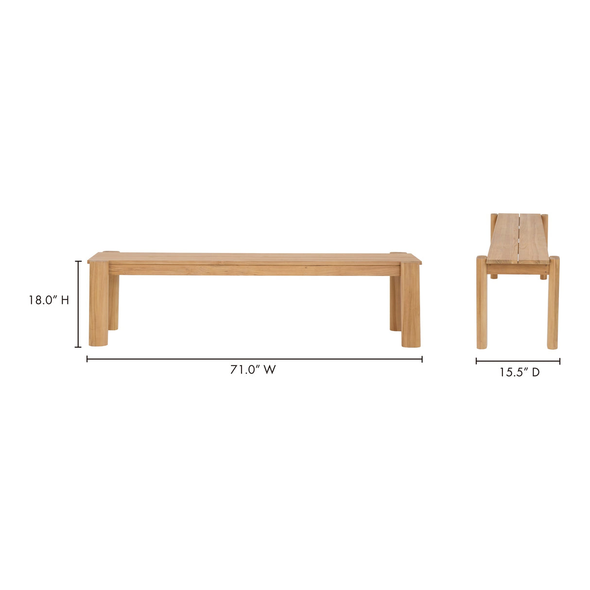 Tempo Natural Outdoor Dining Bench by Moe's Home at Eve Furniture