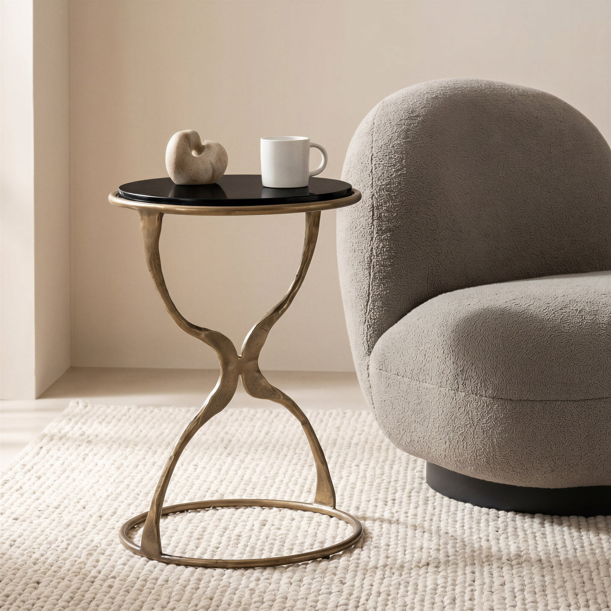 Tempus Black & Brass Accent Table by Zuomod at Eve Furniture