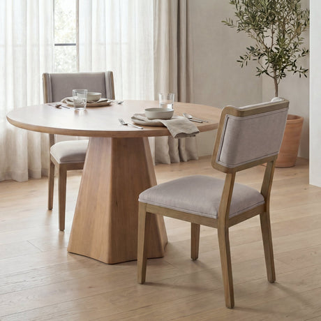 Tenton I Grey Fabric Wrap Brown Wooden Base Dining Chair, Set of 2 by Mercana at Eve Furniture