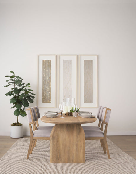 Tenton I Grey Fabric Wrap Brown Wooden Base Dining Chair, Set of 2 by Mercana at Eve Furniture