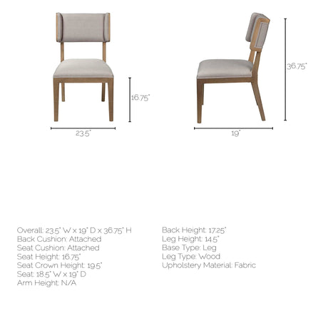 Tenton I Grey Fabric Wrap Brown Wooden Base Dining Chair, Set of 2 by Mercana at Eve Furniture