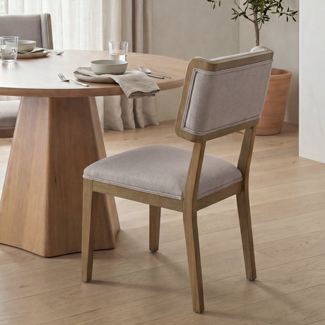 Tenton I Grey Fabric Wrap Brown Wooden Base Dining Chair, Set of 2 by Mercana at Eve Furniture