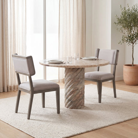 Tenton II Grey Fabric Seat Brown Wood Frame Dining Chair, Set of 2 by Mercana at Eve Furniture