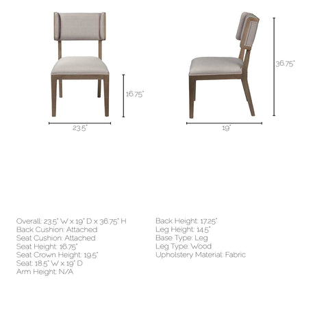 Tenton II Grey Fabric Seat Brown Wood Frame Dining Chair, Set of 2 by Mercana at Eve Furniture