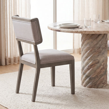 Tenton II Grey Fabric Seat Brown Wood Frame Dining Chair, Set of 2 by Mercana at Eve Furniture
