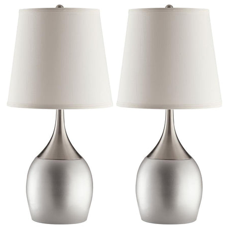 Tenya Silver and Chrome Empire Shade Table Lamps, Set of 2 by Coaster at Eve Furniture