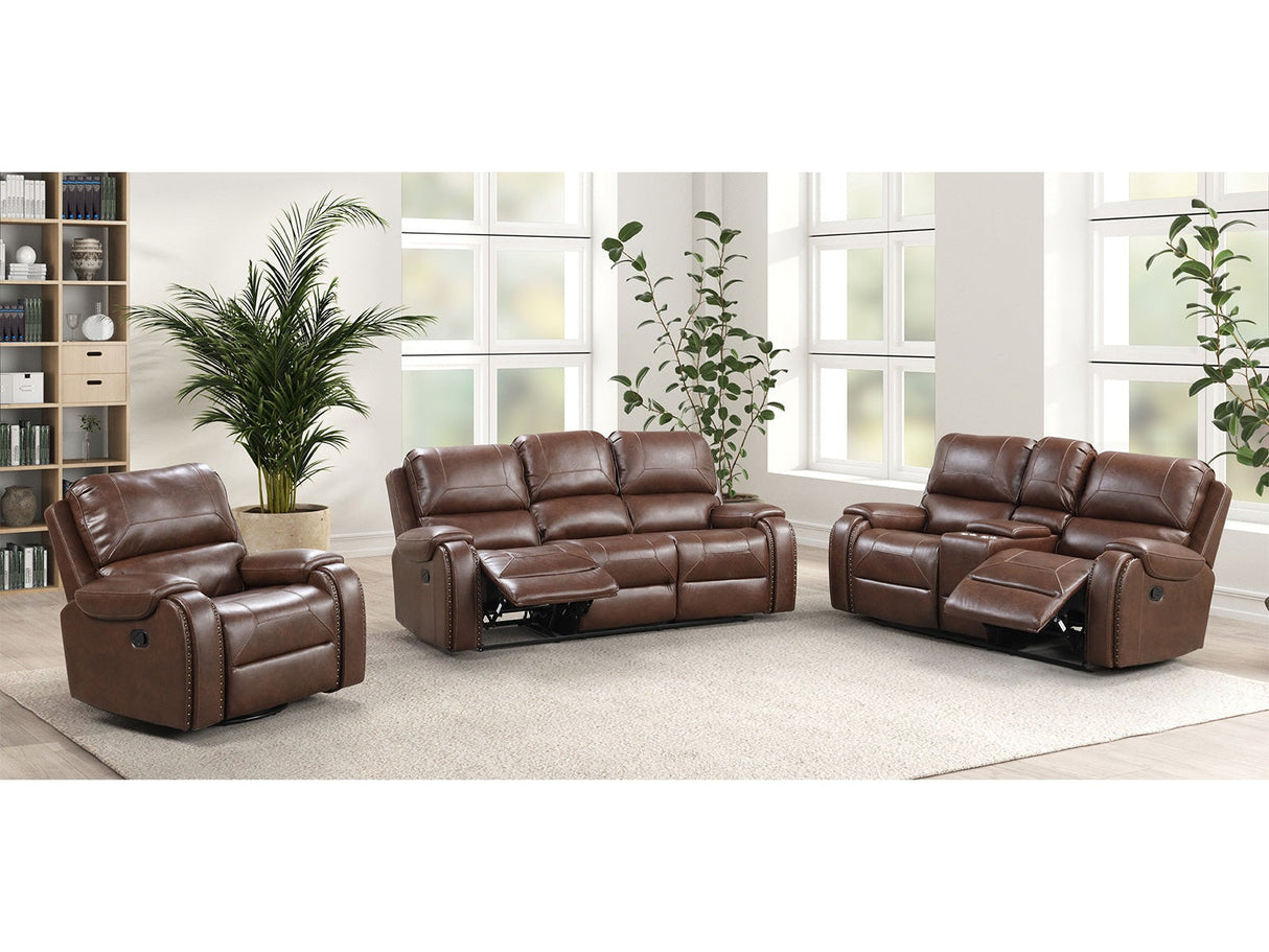 Tepic Brown Leatherette 3 Piece Living Room Set by Furniture of America at Eve Furniture