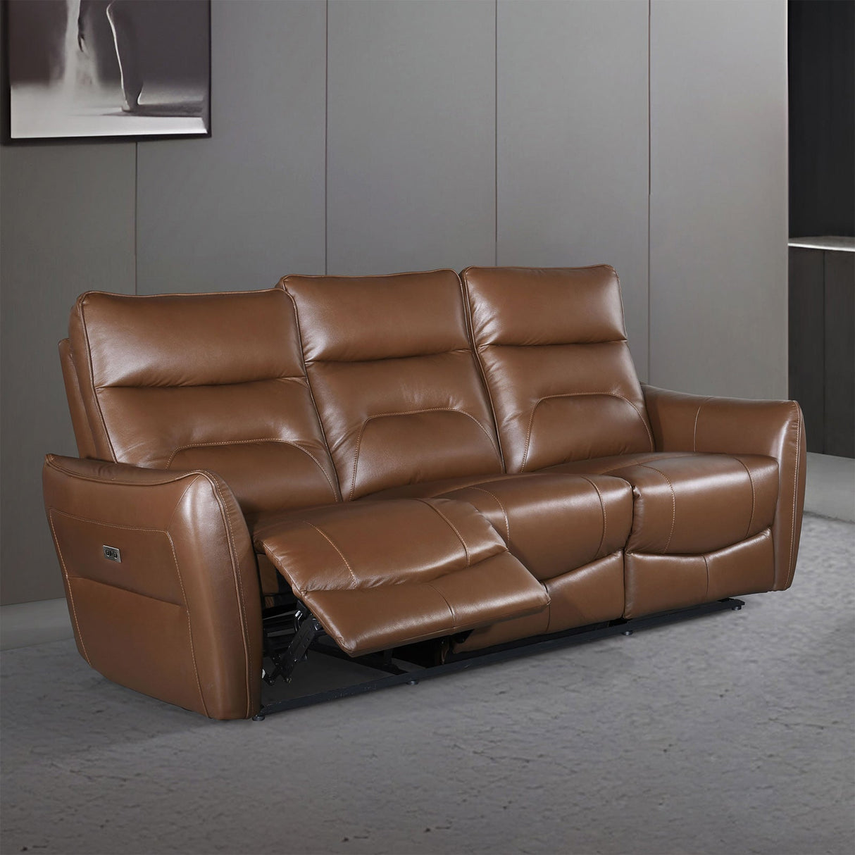 Terentius Caramel Brown Leather Match Reclining Living Room Set by Furniture of America at Eve Furniture