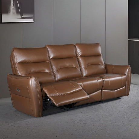 Terentius Caramel Brown Leather Match Reclining Living Room Set by Furniture of America at Eve Furniture