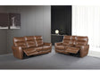 Terentius Caramel Brown Leather Match Reclining Living Room Set by Furniture of America at Eve Furniture