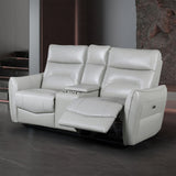 Terentius Taupe Leather Match Reclining Living Room Set by Furniture of America at Eve Furniture