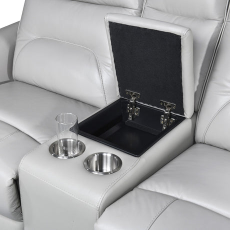 Terentius Taupe Leather Match Reclining Living Room Set by Furniture of America at Eve Furniture