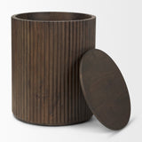 Terra 18L x 18W x 22H Dark Brown Wood Fluted Round Side Table by Mercana at Eve Furniture