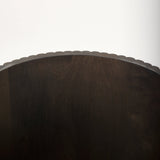 Terra 18L x 18W x 22H Dark Brown Wood Fluted Round Side Table by Mercana at Eve Furniture