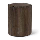 Terra 18L x 18W x 22H Dark Brown Wood Fluted Round Side Table by Mercana at Eve Furniture