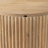 Terra 18L x 18W x 22H Light Brown Wood Fluted Round Side Table by Mercana at Eve Furniture