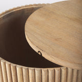 Terra 18L x 18W x 22H Light Brown Wood Fluted Round Side Table by Mercana at Eve Furniture