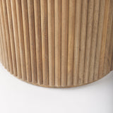 Terra 18L x 18W x 22H Light Brown Wood Fluted Round Side Table by Mercana at Eve Furniture