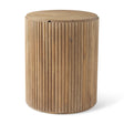 Terra 18L x 18W x 22H Light Brown Wood Fluted Round Side Table by Mercana at Eve Furniture
