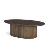 Terra 48L x 28W x 15H Dark Brown Wood Oval Fluted Coffee Table by Mercana at Eve Furniture