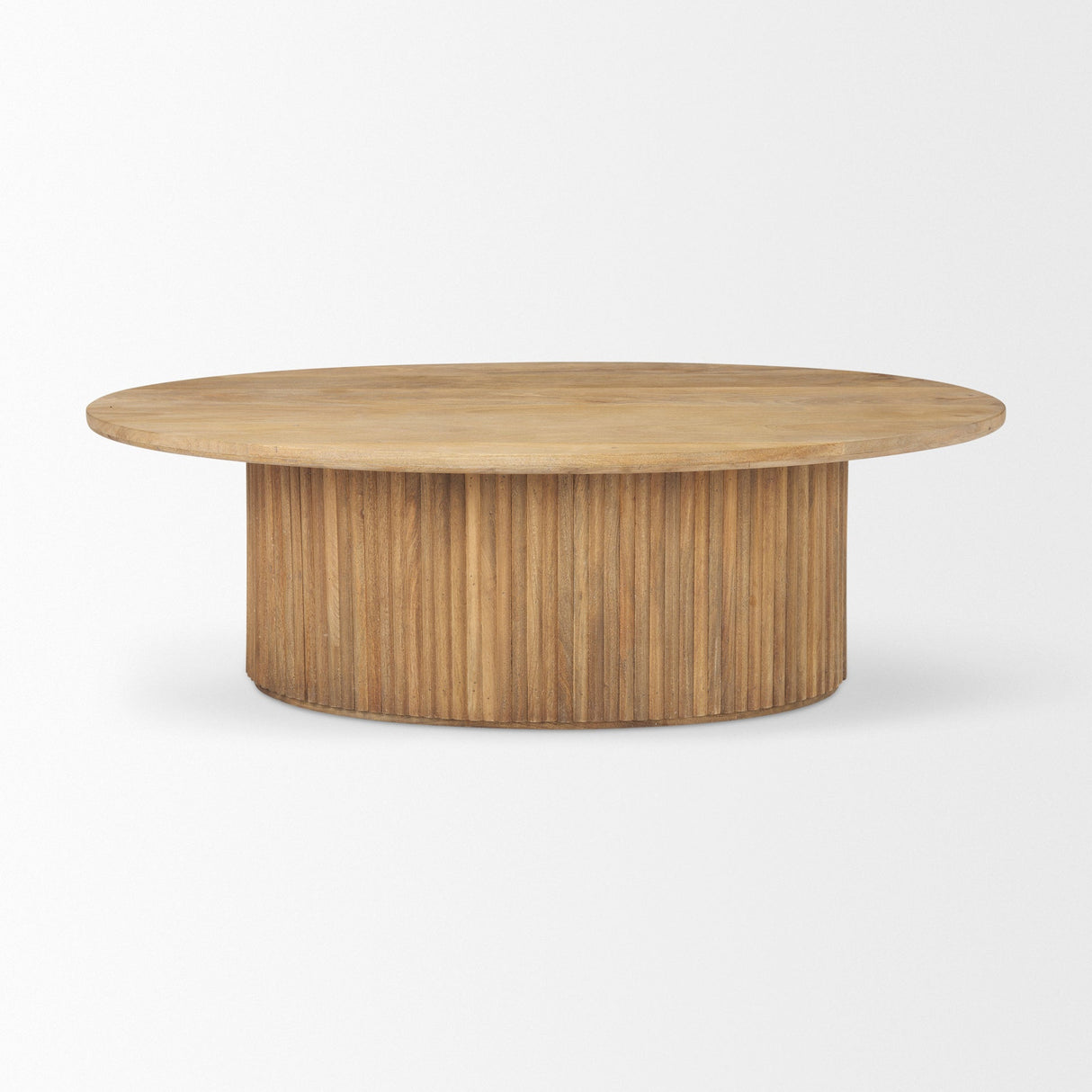 Terra 48L x 28W x 15H Light Brown Wood Oval Fluted Coffee Table by Mercana at Eve Furniture