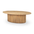 Terra 48L x 28W x 15H Light Brown Wood Oval Fluted Coffee Table by Mercana at Eve Furniture