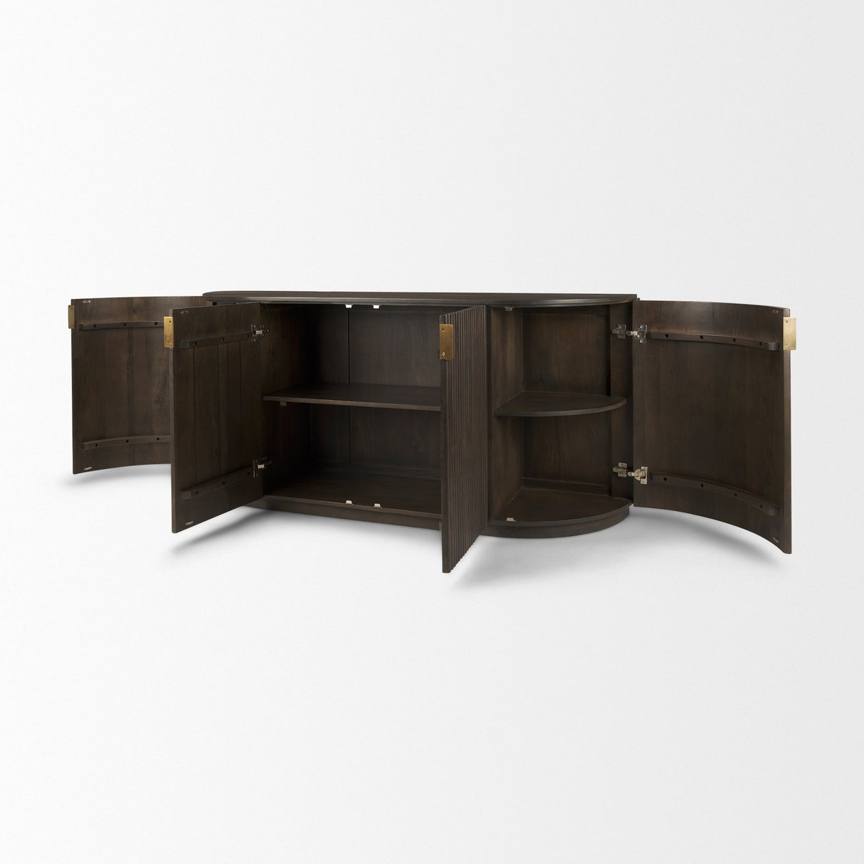 Terra 72L x 18W x 32H Dark Brown Wood Fluted Sideboard by Mercana at Eve Furniture